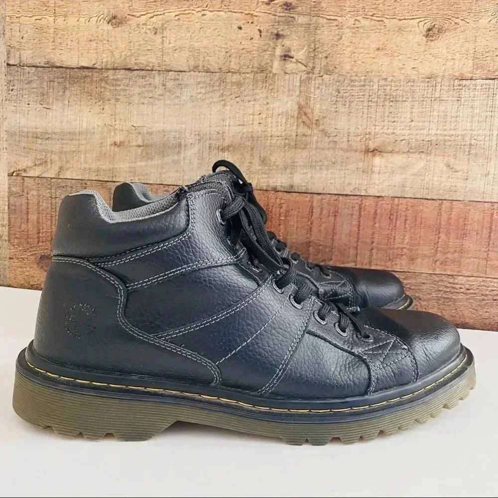 Vintage Dr Martens Harrisland Black Leather Work Boots